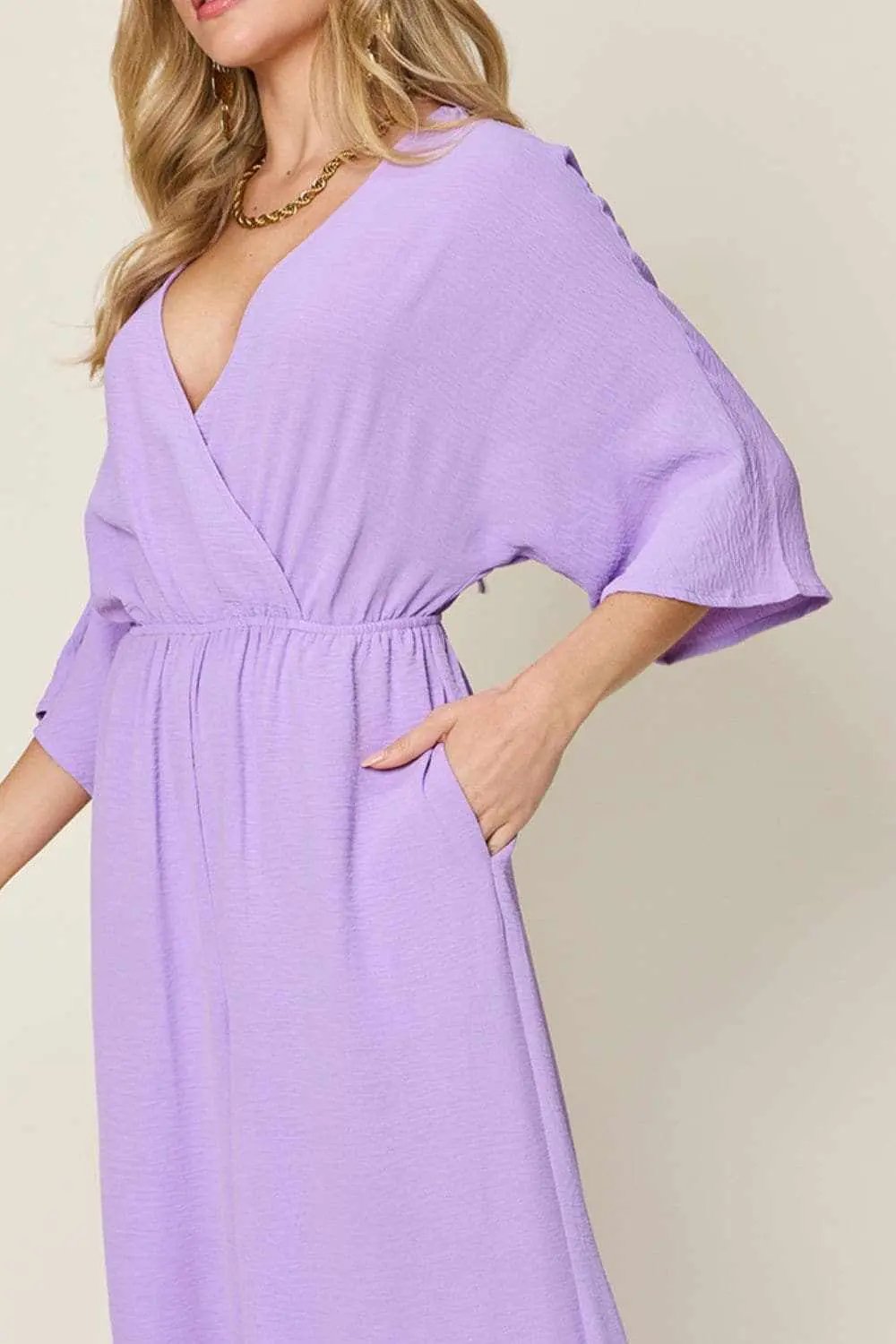 Chic surplice wide leg jumpsuit - Love Salve